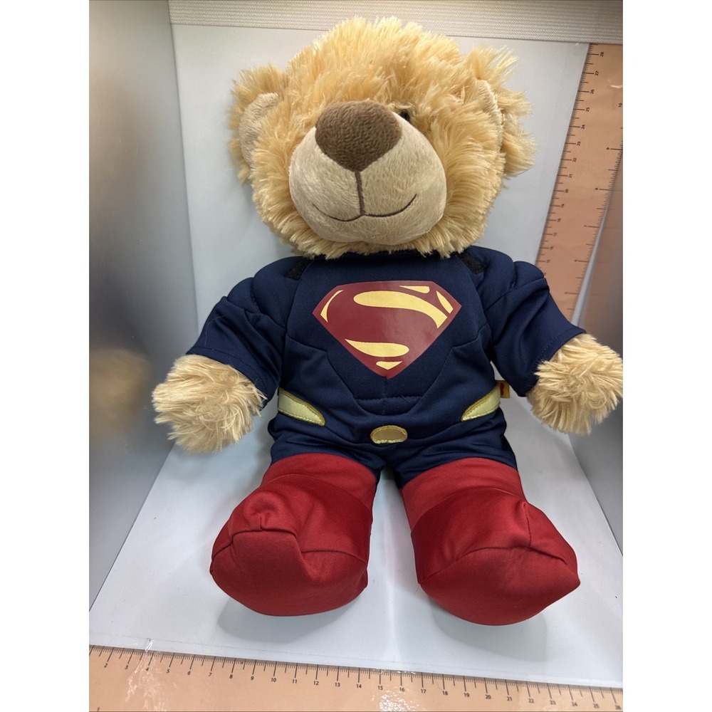 Build a Bear Workshop 2013 Tan Teddy Bear With Superman Outfit Man Of Steel 14"